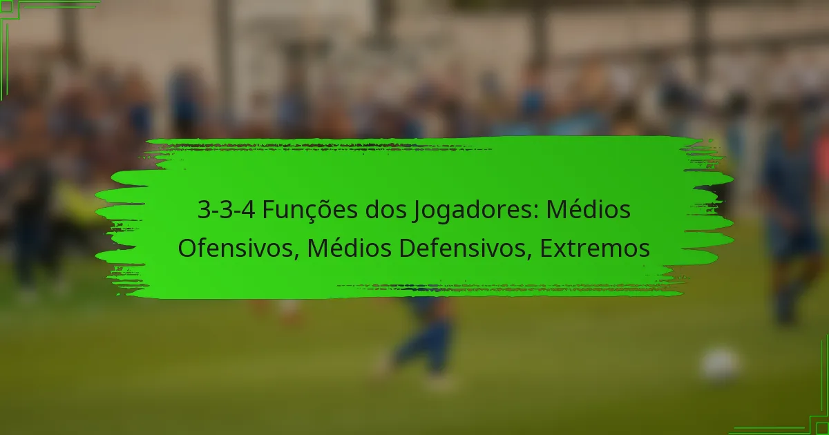 3-3-4 Funções dos Jogadores: Médios Ofensivos, Médios Defensivos, Extremos