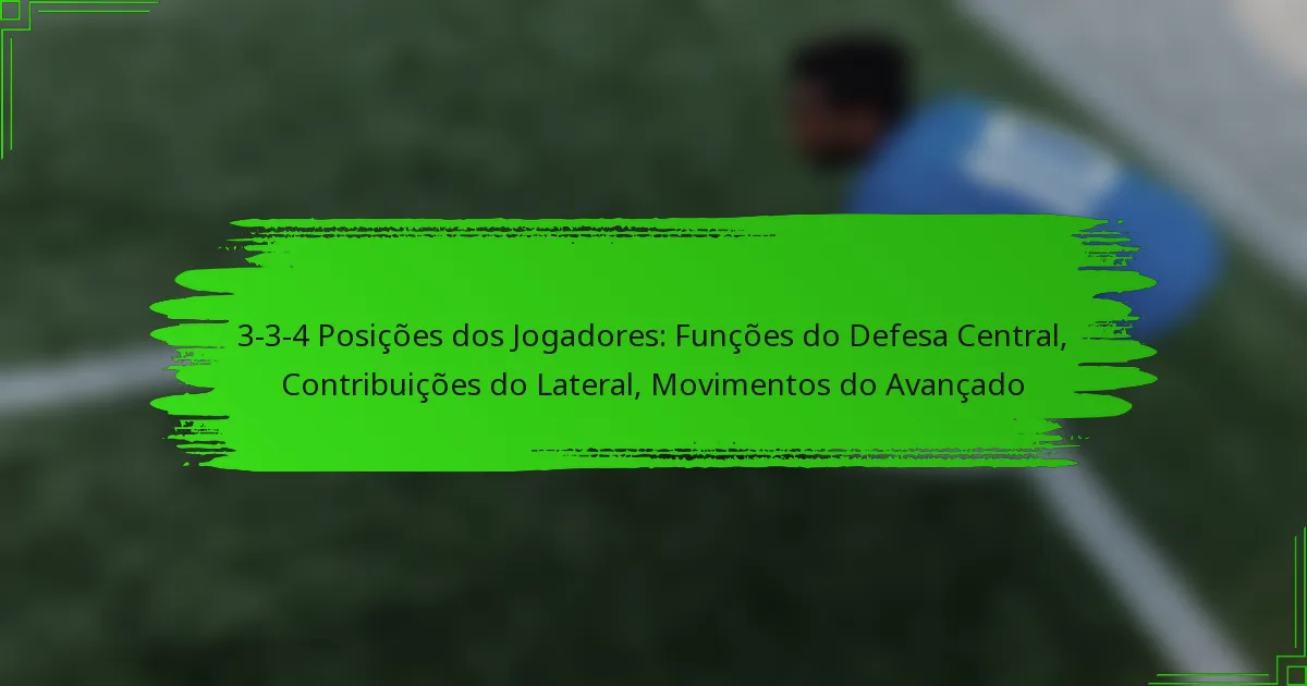 3-3-4 Posições dos Jogadores: Funções do Defesa Central, Contribuições do Lateral, Movimentos do Avançado