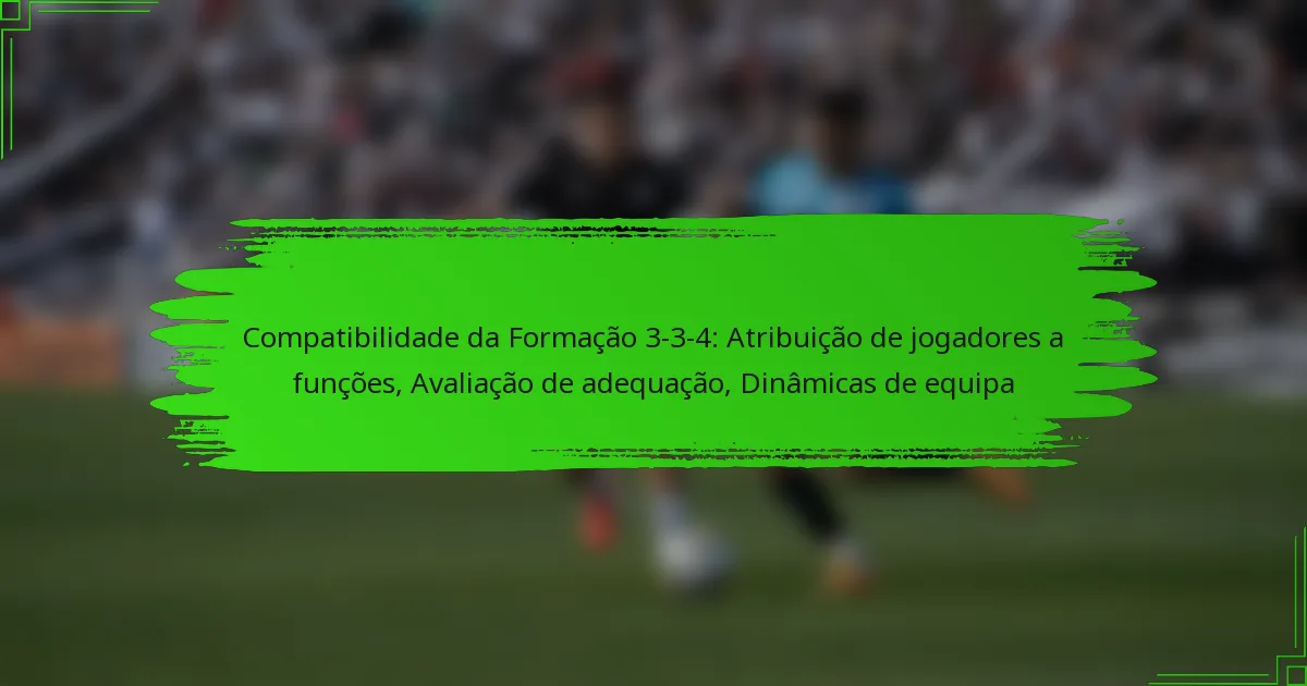 Compatibilidade da Formação 3-3-4: Atribuição de jogadores a funções, Avaliação de adequação, Dinâmicas de equipa